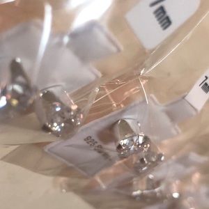 2 pair of solid 925 Round CZ Stud Earrings 7mm